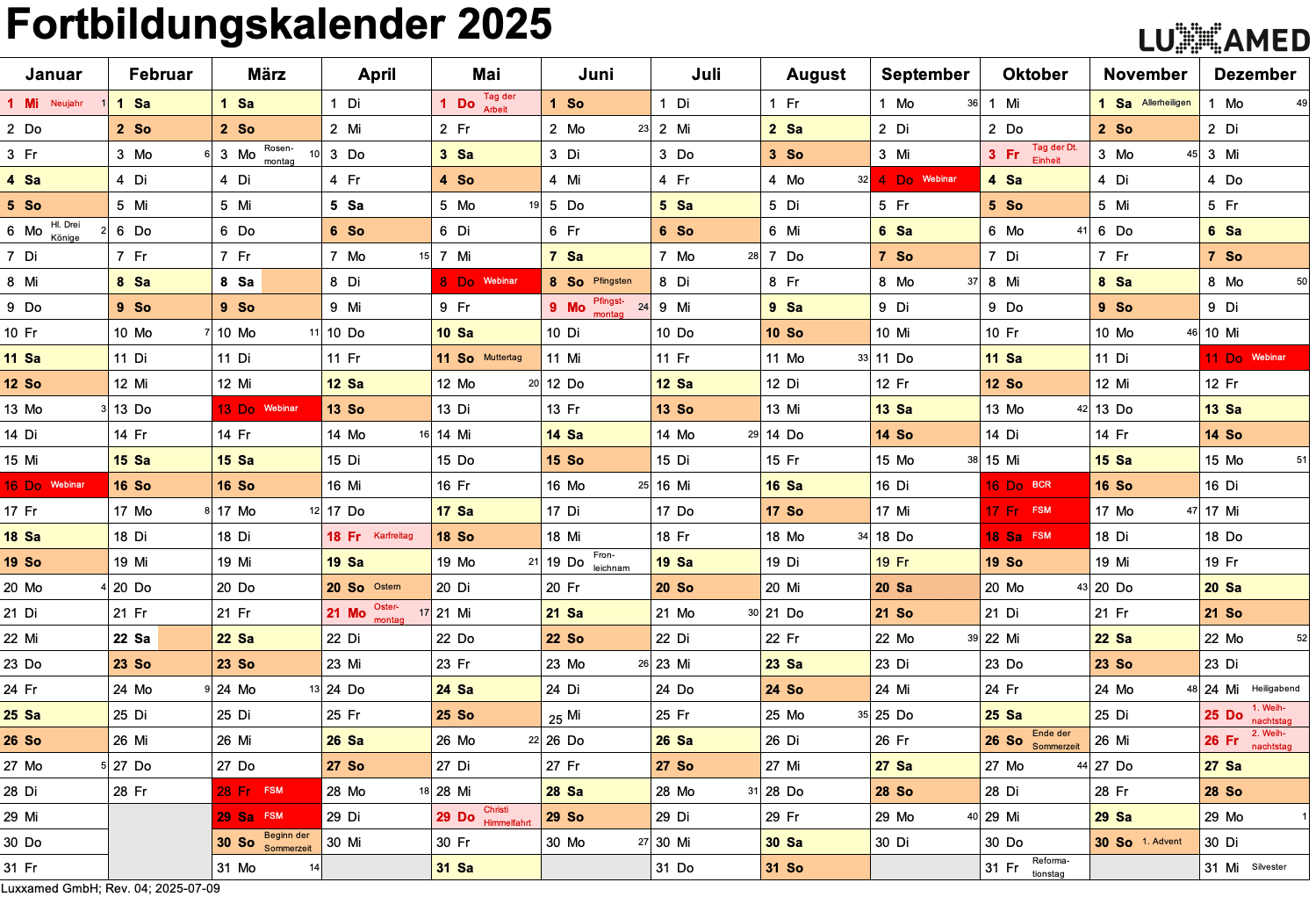 Fortbildungskalender 2025